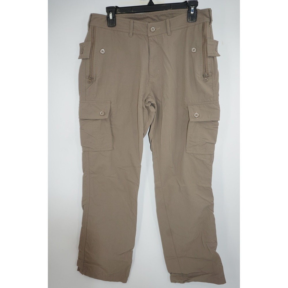 Clothing Arts Pants Mens 32x30 Brown Pick-Pocket Proof Cargo Travel Nylon Hiking